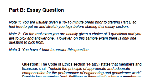 Essay exam sample answer